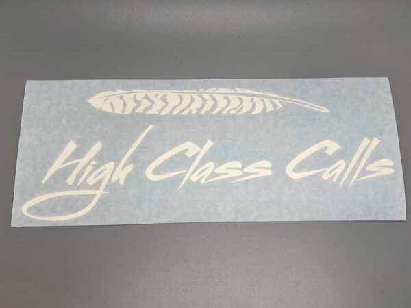 White Vinyl Decal of Logo - High Class Calls